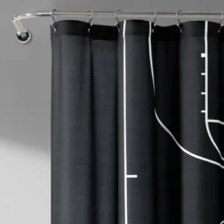 72"x72" Kids' Basketball Game Shower Curtain Black/Orange - Lush Décor