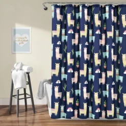 72"x72" Make A Wish Southwest Llama Cactus Shower Curtain Single - Lush Décor -Beautiful House GUEST c4505f2f c094 4e77 a664 94726cc27e50