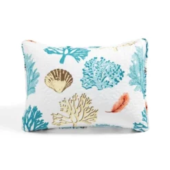 Coastal Reef Feather Reversible Quilt Set Blue/Coral - Lush Décor -Beautiful House GUEST c4ebd0e6 ce4d 4066 88b8 d10ce44c198b