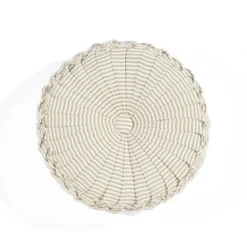 14" Farmhouse Ticking Striped Yarn Dyed Pleated Round Throw Pillow - Lush Décor -Beautiful House GUEST c611c82c e2e7 4c6a 9f43 fb64bcaf537f