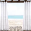 1pc 50"x84" Indoor/Outdoor Sheer Farmhouse Textured Curtain Panel White - Lush Décor