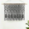 40"x30" Boho Macrame Tassel Cotton Window Valance Gray - Lush Décor