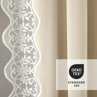 Lush Décor Scalloped Edge Lace Border Window Panel Neutral/Off White Single 52x84 6 Lush Décor Scalloped Edge Lace Border Window Panel Neutral/Off White Single 52x84 - Image 6