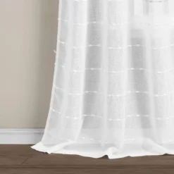 1pc 50"x84" Indoor/Outdoor Sheer Farmhouse Textured Curtain Panel White - Lush Décor 7 1pc 50"x84" Indoor/Outdoor Sheer Farmhouse Textured Curtain Panel White - Lush Décor -Beautiful House GUEST ca309a2b 911a 401b a375 c60d1be701a0