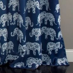 2pk 52"x84" Light Filtering Elephant Parade Curtain Panels Navy - Lush Décor -Beautiful House GUEST d321d721 205e 4f98 b3a8 6b54d0957440