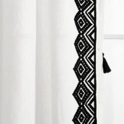 Lush Décor Aztec Diamond Border Tassel Window Curtain Panels Off White/Black Single 52X84 -Beautiful House GUEST d4f78e2c 29c0 499f bc88 f0d3afcb41de