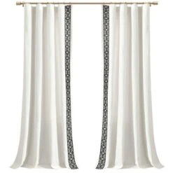 Lush Décor Luxury Modern Square Embroidery Border Window Panel White/Black Single 52x84 12 Lush Décor Luxury Modern Square Embroidery Border Window Panel White/Black Single 52x84 -Beautiful House GUEST d6a620a5 cdec 4b75 b010 8fba1371f4db