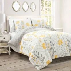 3pc Aprile Cotton Duvet Cover Set Yellow/Gray - Lush Décor -Beautiful House GUEST d7de2054 2832 408c 8ec1 2467a37bdb74