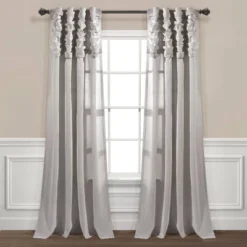 84"x52" Ruched Waterfall Linen Window Curtain Panel - Lush Décor -Beautiful House GUEST db9a986f 2a15 430a 9415 c63fed781e59
