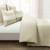 Lush Décor 5pc Mia Pleated Color Block Comforter Bedding Set Light Beige