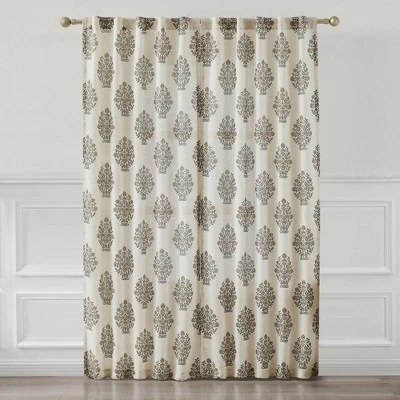 37"x84" Lush Decor Sofia Flower Block Bouquet Linen Textured Window Curtain Panels Clay/Teal Pair 4 37"x84" Lush Decor Sofia Flower Block Bouquet Linen Textured Window Curtain Panels Clay/Teal Pair - Image 4