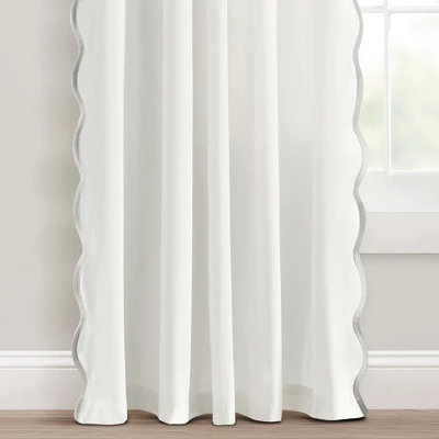 Lush Décor Coastal Chic Scallop Edge Window Curtain Panels Gray/White 52X84 Set 2 Lush Décor Coastal Chic Scallop Edge Window Curtain Panels Gray/White 52X84 Set - Image 2