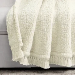 50"x60" Sherpa Tassel Fringe Throw Blanket - Lush Décor -Beautiful House GUEST debb8c0a 7bcf 48ca 8af7 3f6da450490e