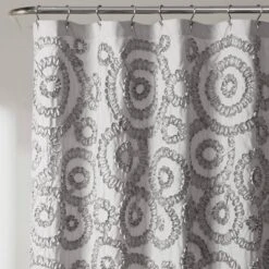 72"x84" Keila Shower Curtain Dark Gray - Lush Décor