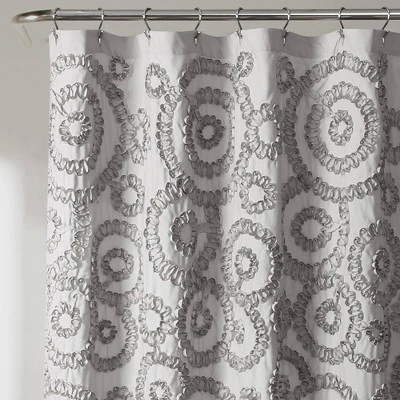 72"x84" Keila Shower Curtain Dark Gray - Lush Décor 1 72"x84" Keila Shower Curtain Dark Gray - Lush Décor
