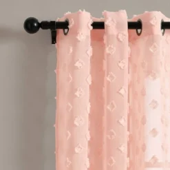Set Of 2 (84"x38") Textured Dot Grommet Sheer Window Curtain Panels - Lush Décor