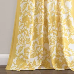 1pc 52"x84" Light Filtering Emma Textured Jacobean Curtain Panel Yellow - Lush Décor -Beautiful House GUEST e19151f2 0f68 4569 913c 5a7466ada81c