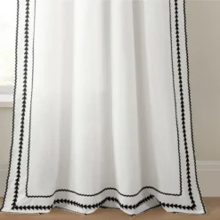 Lush Décor Olivia Ric Rac Embroidery Border Window Panel Light Linen/Black Single 42x84 -Beautiful House GUEST e31d0362 62a4 485b abe3 4548fee0f1ad