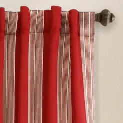 Lush Décor Julia Stripe Light Filtering Window Curtain Red Set 52x84
