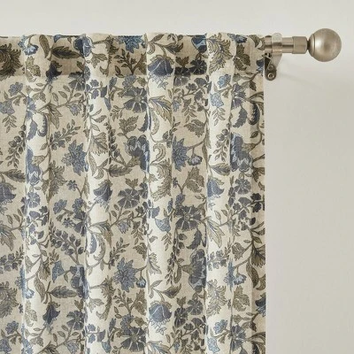 37"x84" Lush Decor Lillian Block Print Linen Textured Window Curtain Panels Blue/Sage Pair 6 37"x84" Lush Decor Lillian Block Print Linen Textured Window Curtain Panels Blue/Sage Pair - Image 6