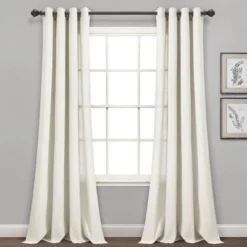 Set Of 2 (84"x52") Faux Linen Grommet Window Curtain Panels - Lush Décor -Beautiful House GUEST e7437fa6 36f8 4119 8162 0f619d604522