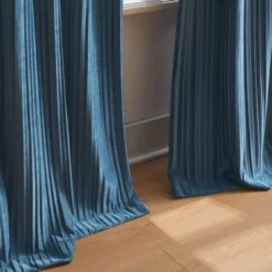 38"x84" Lush Decor Glam Pleated Velvet Light Filtering Window Curtain Panels Teal Pair -Beautiful House GUEST e906e01a 8616 487c a790 d67023a8f251