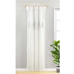1pc 40"x84" Light Filtering Boho Macrame Tassel Curtain Panel White - Lush Décor -Beautiful House GUEST eb5a892d cb48 4e72 8492 5b5bd0404a7e
