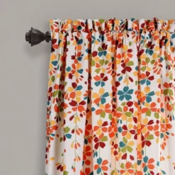 2pk 52"x108" Light Filtering Weeping Flower Curtain Panels Turquoise - Lush Décor: 108 Inch Botanical Curtains