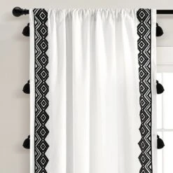 Lush Décor Aztec Diamond Border Tassel Window Curtain Panels Off White/Black Single 52X84 -Beautiful House GUEST ebe1755b dd2f 4643 ba58 75cc8e03b8d2