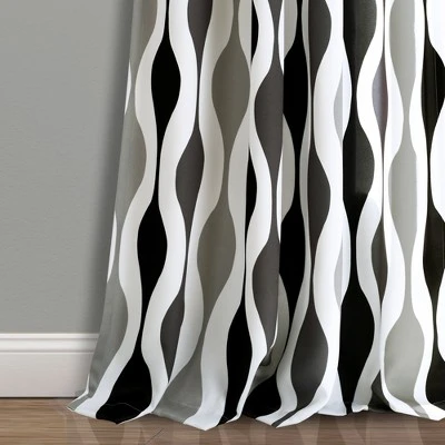 Lush Décor Mid Century Geo Light Filtering Window Curtain Panels Black/Gray 52X108 Set 1 Lush Décor Mid Century Geo Light Filtering Window Curtain Panels Black/Gray 52X108 Set
