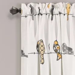 2pk 52"x63" Light Filtering Rowley Birds Curtain Panel Yellow - Lush Décor