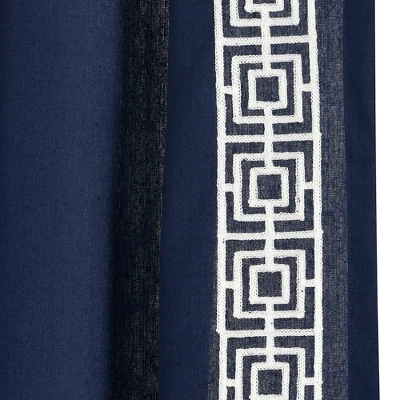 Lush Décor Luxury Modern Square Embroidery Border Window Panel Navy Single 52x84 3 Lush Décor Luxury Modern Square Embroidery Border Window Panel Navy Single 52x84 - Image 3