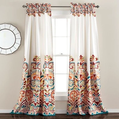 Home Boutique Clara Light Filtering Window Curtain Turquoise/Tangerine Set 52x84+2 1 Home Boutique Clara Light Filtering Window Curtain Turquoise/Tangerine Set 52x84+2