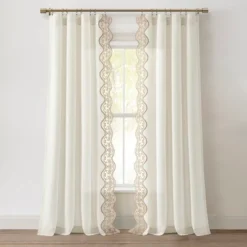 Lush Décor Scalloped Edge Lace Border Window Panel Off White/Neutral Single 52x84