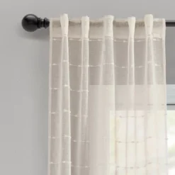 Lush Décor Farmhouse Textured Back Tab/Rod Pocket Sheer Window Curtain Panels Set