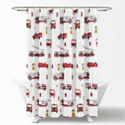 72"x72" Kids' Make A Wish Fire Truck Shower Curtain Single White/Red - Lush Décor -Beautiful House GUEST f2f13d85 ccf5 46b4 b978 f0bd9eb0912d