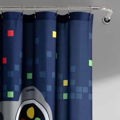 72"x72" Single Kids' Video Games Shower Curtain Navy - Lush Décor 1 72"x72" Single Kids' Video Games Shower Curtain Navy - Lush Décor