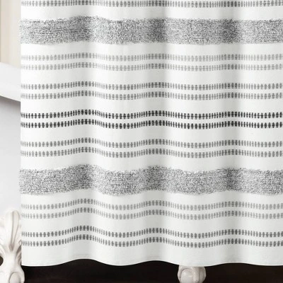 72"x72" Modern Tufted Striped Woven Yarn Dyed Eco Friendly Recycled Cotton Shower Curtain Gray - Lush Décor 3 72"x72" Modern Tufted Striped Woven Yarn Dyed Eco Friendly Recycled Cotton Shower Curtain Gray - Lush Décor - Image 3