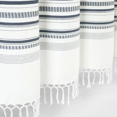 72"x72" Urban Woven Yarn Dyed Eco-Friendly Recycled Cotton Shower Curtain Navy - Lush Décor: Bathroom Accessory, Plain Weave 3 72"x72" Urban Woven Yarn Dyed Eco-Friendly Recycled Cotton Shower Curtain Navy - Lush Décor: Bathroom Accessory, Plain Weave - Image 3