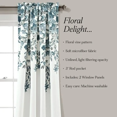 2pk 52"x84" Light Filtering Tanisha Curtain Panels Blue/Gray - Lush Décor 5 2pk 52"x84" Light Filtering Tanisha Curtain Panels Blue/Gray - Lush Décor - Image 5