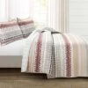 Southwest Stripe Quilt & Sham Set Red/Neutral - Lush Décor