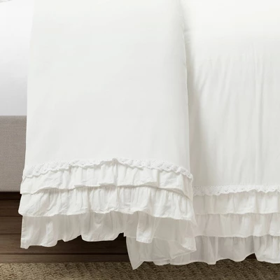 Lush Decor 3pc Ella Ruffle Comforter Bedding Set White 4 Lush Decor 3pc Ella Ruffle Comforter Bedding Set White - Image 4