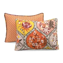 Lush Décor 3pc Bohemian Flower Reversible Oversized Cotton Quilt Set Orange/Lilac -Beautiful House GUEST f7bcb33c 096b 4f81 9f32 4a21341ac712