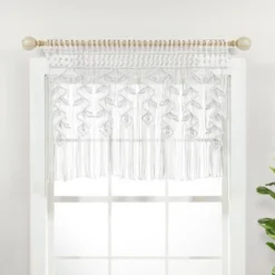 30"x40" Boho Macrame Leaf Cotton Kitchen Curtain Valance - Lush Décor -Beautiful House GUEST f83ff7d3 8b2a 4cba 8951 4861f41343e3