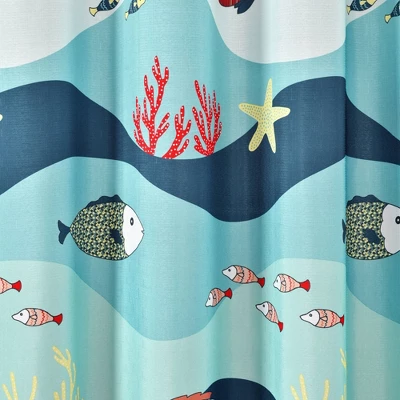 72"x72" Kids' Sea Life Shower Curtain Blue - Lush Décor 2 72"x72" Kids' Sea Life Shower Curtain Blue - Lush Décor - Image 2