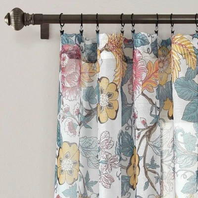 2pk 52"x84" Sheer Sydney Curtain Panels Blue/Yellow - Lush Décor 1 2pk 52"x84" Sheer Sydney Curtain Panels Blue/Yellow - Lush Décor