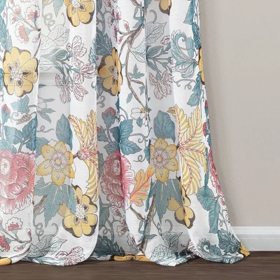 2pk 52"x84" Sheer Sydney Curtain Panels Blue/Yellow - Lush Décor 3 2pk 52"x84" Sheer Sydney Curtain Panels Blue/Yellow - Lush Décor - Image 3