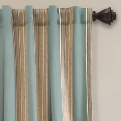 Set Of 2 Julia Striped Room Light Filtering Curtain Panels - Lush Décor